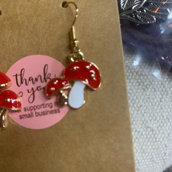 Handmade mushroom earrings on nickel free hook - Picture 3 of 3